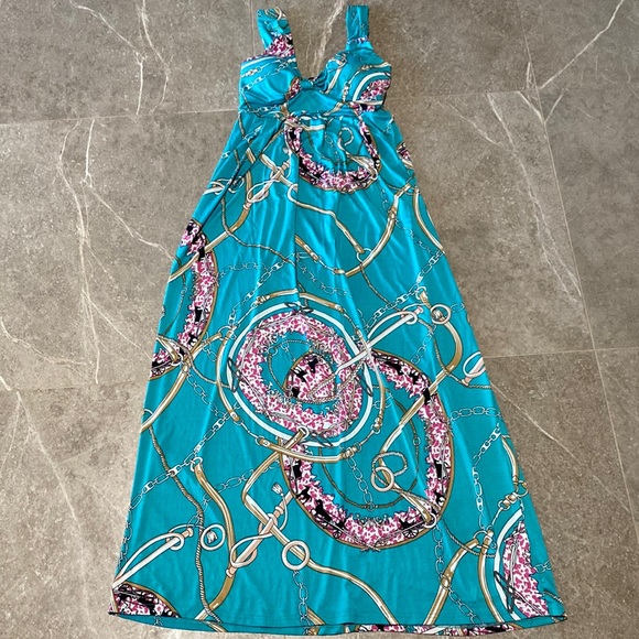 CAROLINE MORGAN Size 10 Maxi Dress In Excellent Cond TEAL - Picture 2 of 6